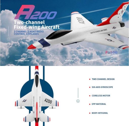 WL Toys A200 3CH 2.4G RTF F-16B RC Airplane W/ 2 Rechargeable Batteries