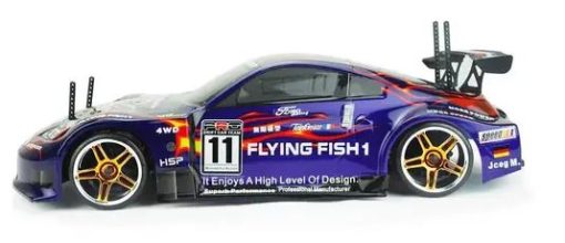 HSP Flying Fish 1/10 Scale RC 4wd Nitro Drift Road Car with Silver Chrome Wheels - Image 2