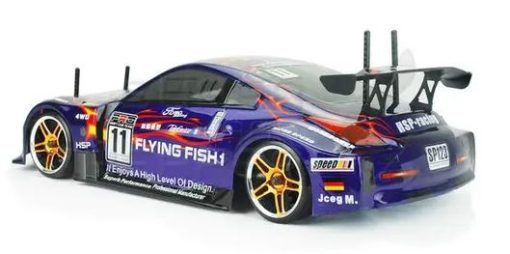 HSP Flying Fish 1/10 Scale RC 4wd Nitro Drift Road Car with Silver Chrome Wheels - Image 3