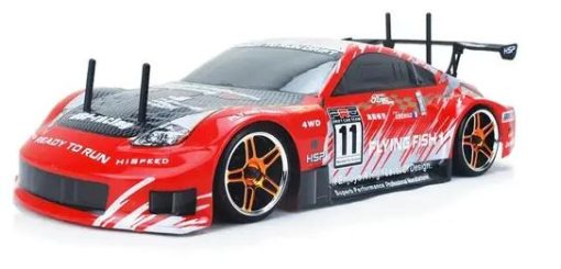 HSP Flying Fish 1/10 Scale RC 4wd Nitro Drift Road Car with Red Chrome Wheels - Image 2