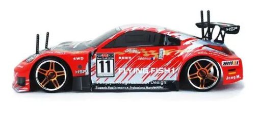 HSP Flying Fish 1/10 Scale RC 4wd Nitro Drift Road Car with Red Chrome Wheels - Image 3