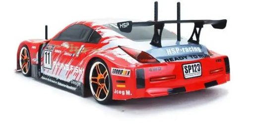 HSP Flying Fish 1/10 Scale RC 4wd Nitro Drift Road Car with Red Chrome Wheels - Image 4