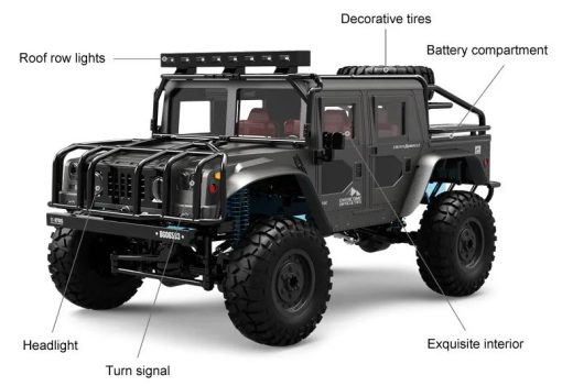 Hummer H1 Hurtle 1/12 Scale 4WD RC Rock Crawler with 2 Rechargeable Batteries - Image 3