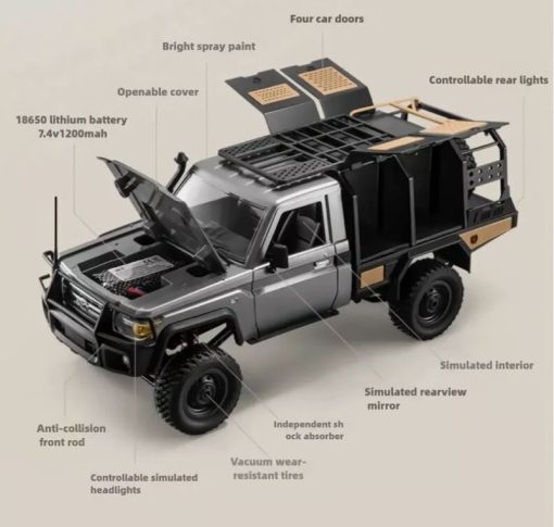 Landcruiser LC79 MN82S 1:12 scale RTR 2.4G 4WD Rock Crawler with 2 Rechargeable Batteries - Silver - Image 6