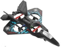 Lo712-Blue 2.4G High-Performance RC Foam Glider Plane – Gravity Sensing EPP Fighter Jet with Lights, Remote Control Toy Aircraft